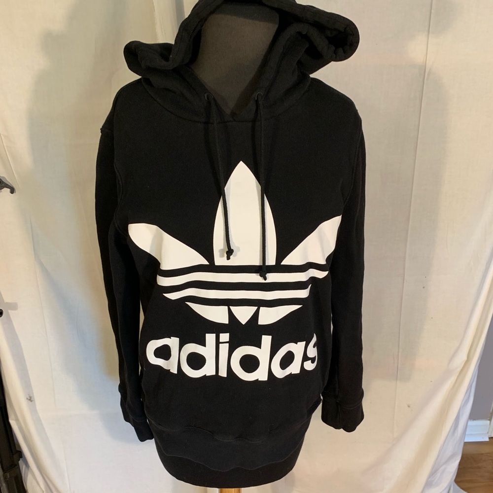 Adidas trefoil large logo hooded sweatshirt S